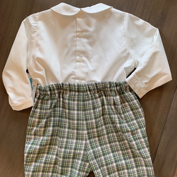 Luli & Me Baby / Toddler Boys Light Blue Buffalo Check Romper with Shirt